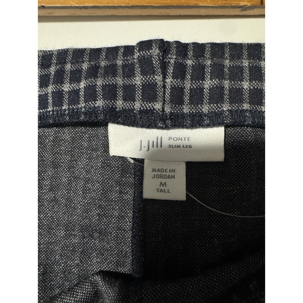 J JILL Medium‎ Blue/Gray Check Ponte Slim Leg Pants waist 32 - Picture 2 of 6